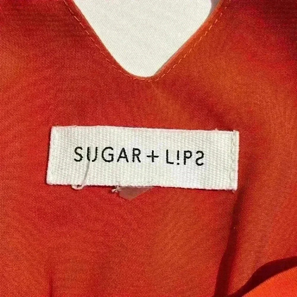 Sugar+Lips Womens Romper One Piece Coral Deep V Strappy Lightweight Ruffle S - Picture 3 of 12